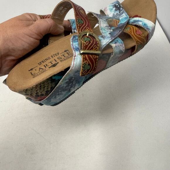 L’Artiste by Spring Step Multicolor Leather Wedge Sandals Size 37 Artsy Festival - Picture 4 of 7
